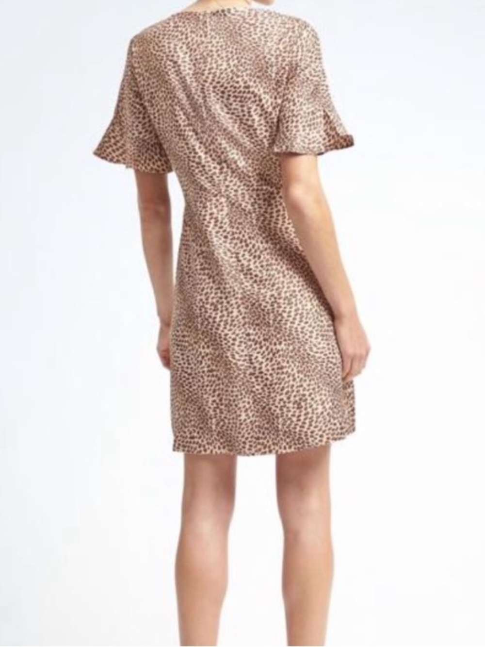 Banana Republic Leopard Print Mini Dress Flounce Sleeve Sz 2 - Picture 2 of 11